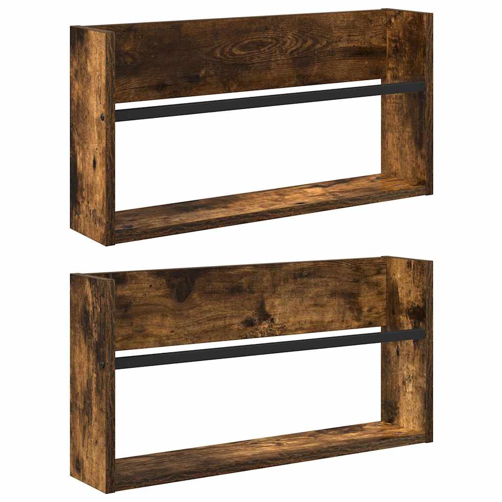 Ράφι Περιοδικών με ράφι 2 pcs Καπνιστό Δρύς 60 x 12 x 30 εκ