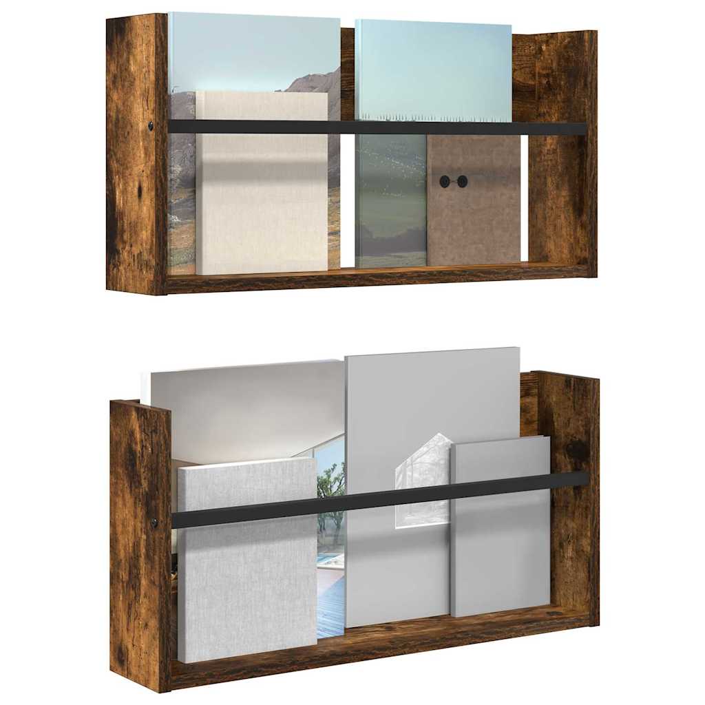 Ράφι Περιοδικών με ράφι 2 pcs Καπνιστό Δρύς 60 x 12 x 30 εκ