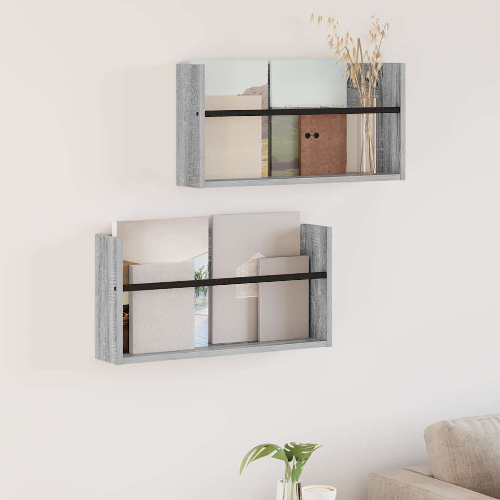 Ράφι Περιοδικών με ράφι 2 pcs Γκρίζο Σονομα 60 x 12 x 30 εκ