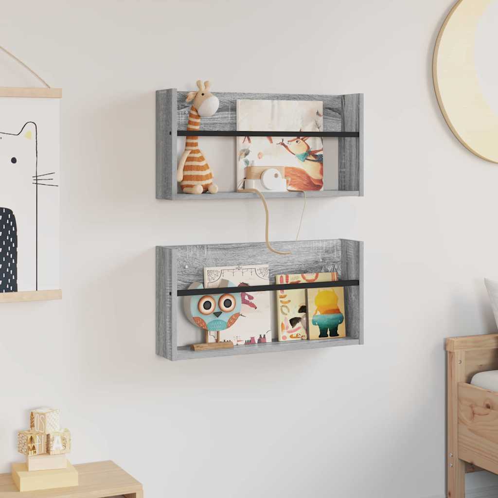 Ράφι Περιοδικών με ράφι 2 pcs Γκρίζο Σονομα 60 x 12 x 30 εκ