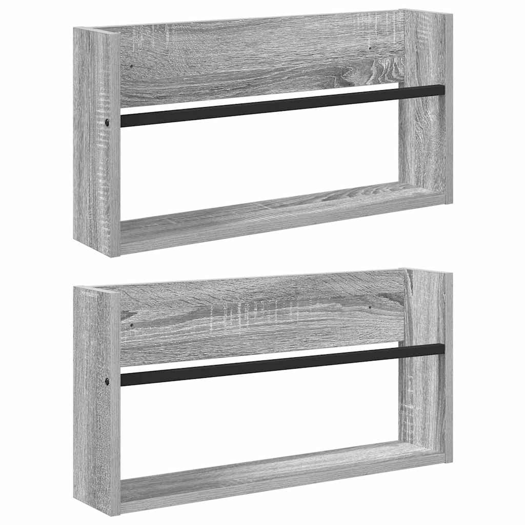 Ράφι Περιοδικών με ράφι 2 pcs Γκρίζο Σονομα 60 x 12 x 30 εκ