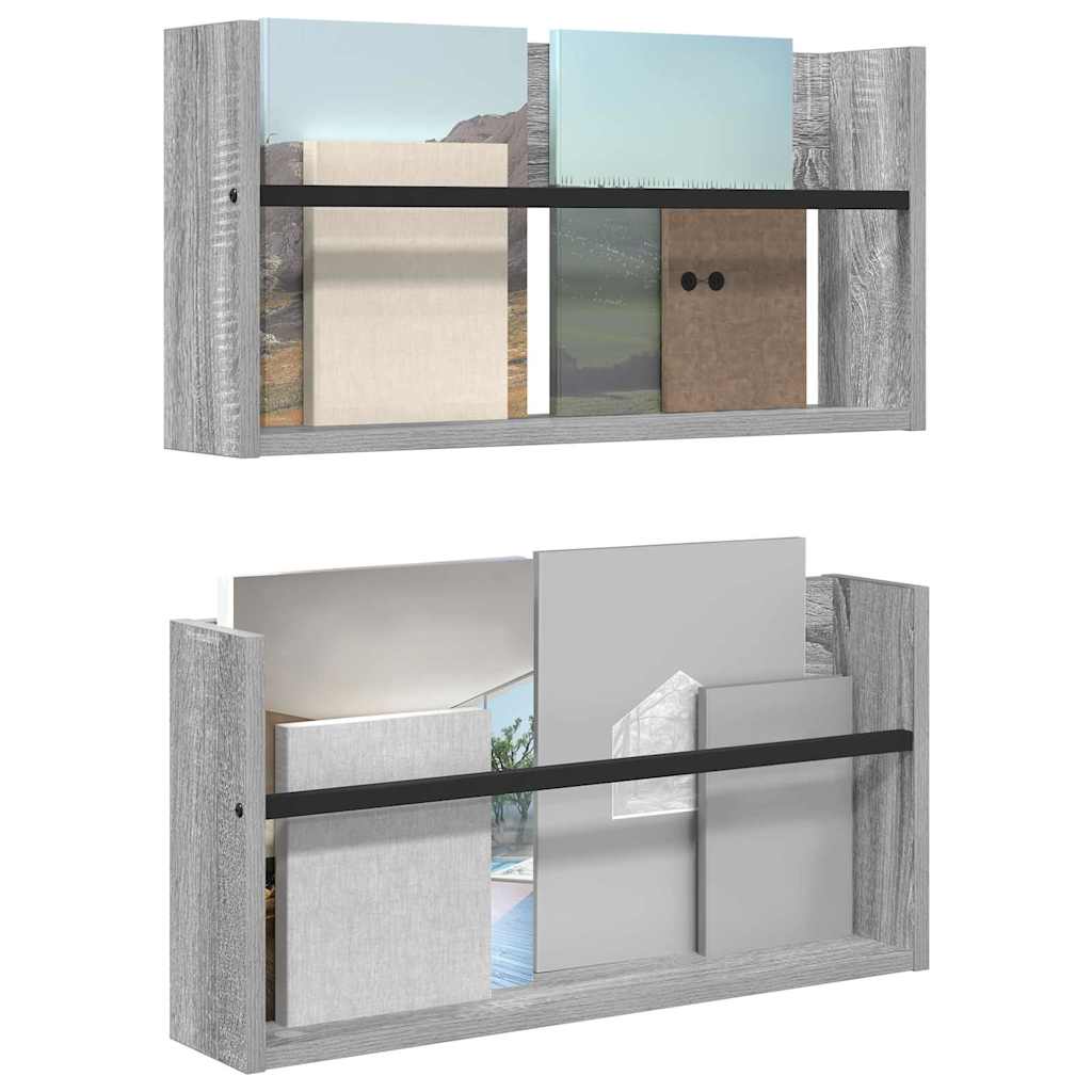 Ράφι Περιοδικών με ράφι 2 pcs Γκρίζο Σονομα 60 x 12 x 30 εκ