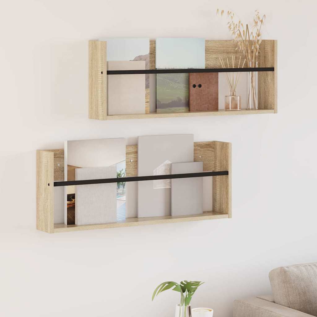 Ράφι Περιοδικών με ράφι 2 pcs Δρύς Sonoma 80 x 12 x 30 εκ