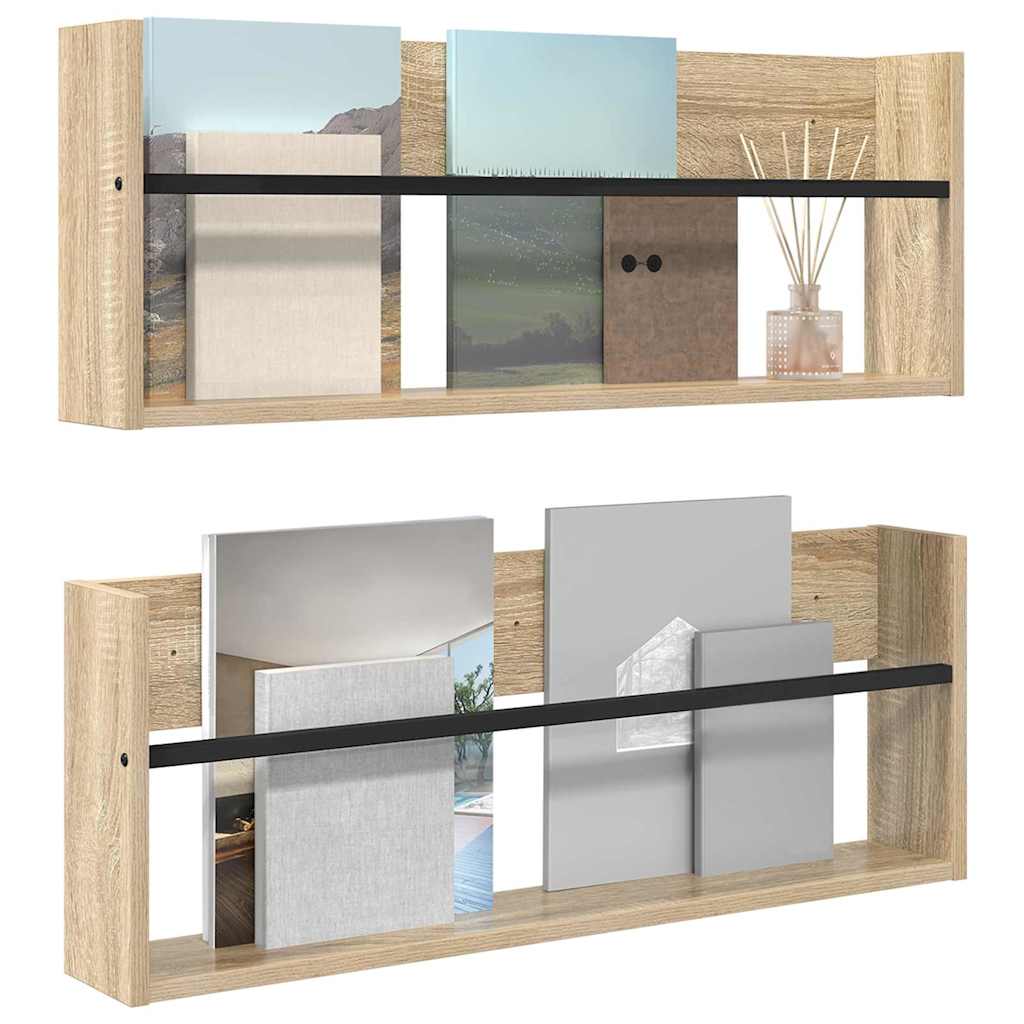 Ράφι Περιοδικών με ράφι 2 pcs Δρύς Sonoma 80 x 12 x 30 εκ