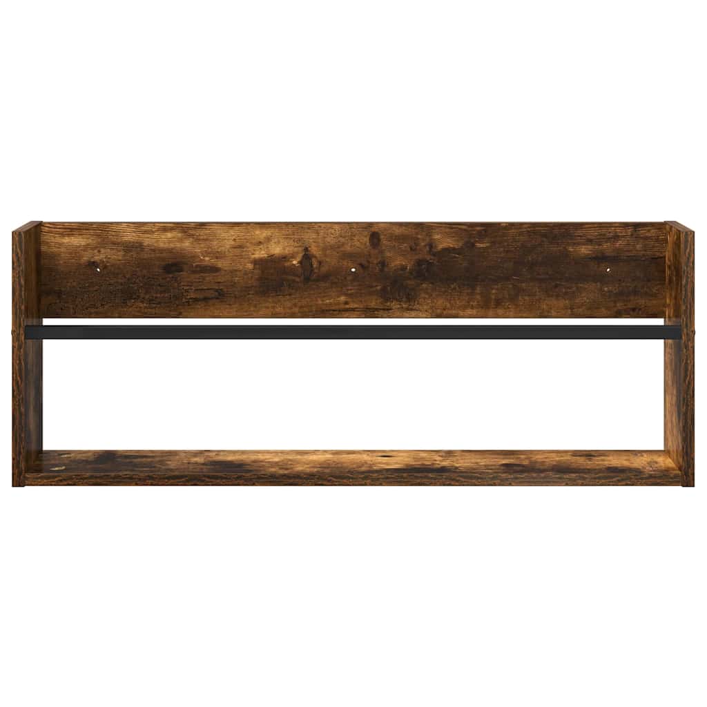 Ράφι Περιοδικών με ράφι Επιτοίχιο Καπνιστό Δρύς 80 x 12 x 30 εκ