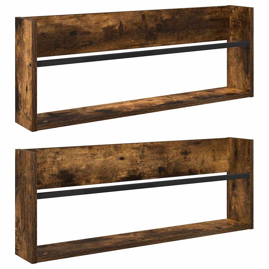 Ράφι Περιοδικών με ράφι 2 pcs Καπνιστό Δρύς 80 x 12 x 30 εκ