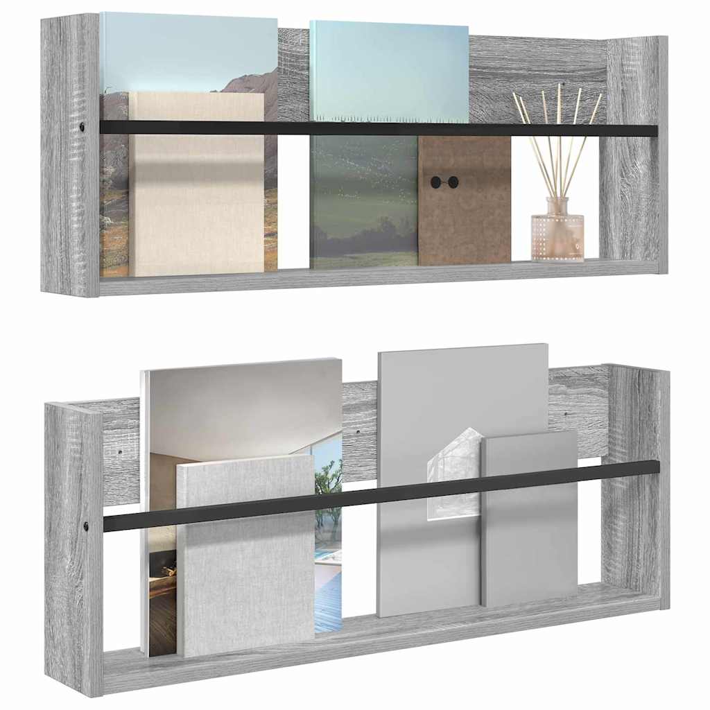 Ράφι Περιοδικών με ράφι 2 pcs Γκρίζο Σονομα 80 x 12 x 30 εκ
