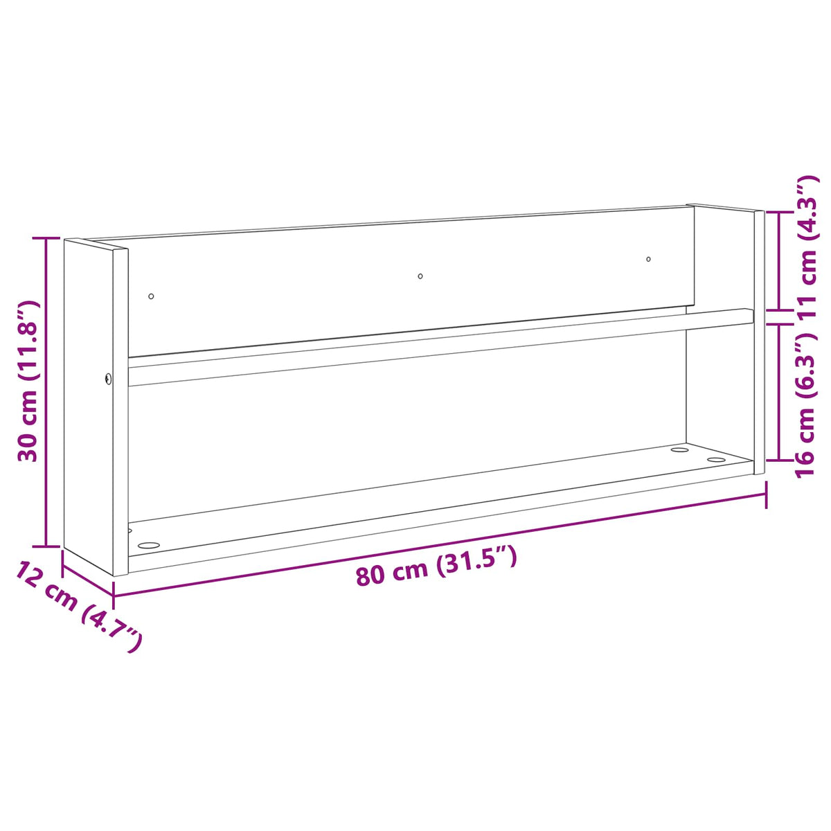Ράφι Περιοδικών Artisan Oak 80 x 12 x 30 εκ Επεξεργασμένο Ξύλο