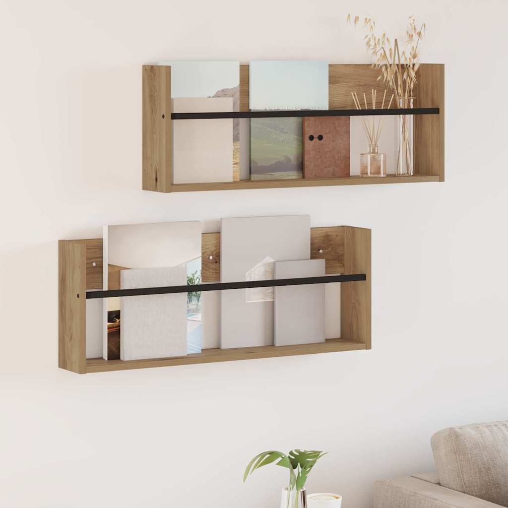 Ράφι Περιοδικών με ράφι 2 pcs Artisan Oak 80 x 12 x 30 εκ - Pakobazaar