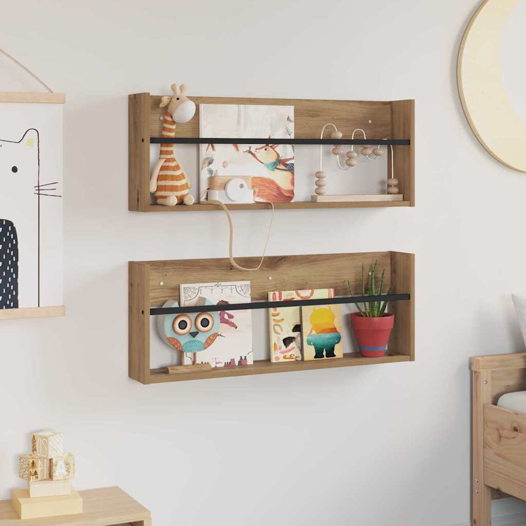 Ράφι Περιοδικών με ράφι 2 pcs Artisan Oak 80 x 12 x 30 εκ - Pakobazaar