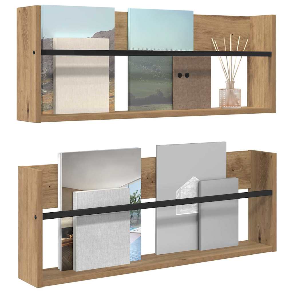 Ράφι Περιοδικών με ράφι 2 pcs Artisan Oak 80 x 12 x 30 εκ - Pakobazaar