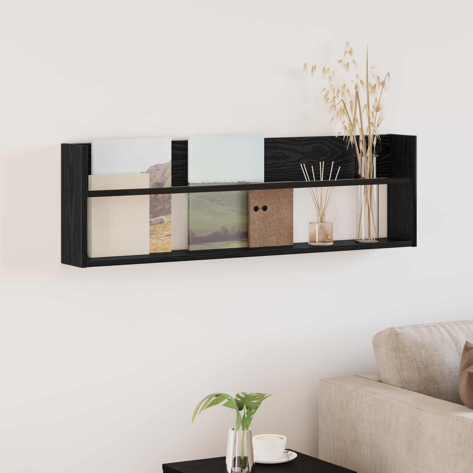 Ράφι Περιοδικών Μαύρη Οξυά 100 x 12 x 30 εκ Επεξεργασμένο ξύλο