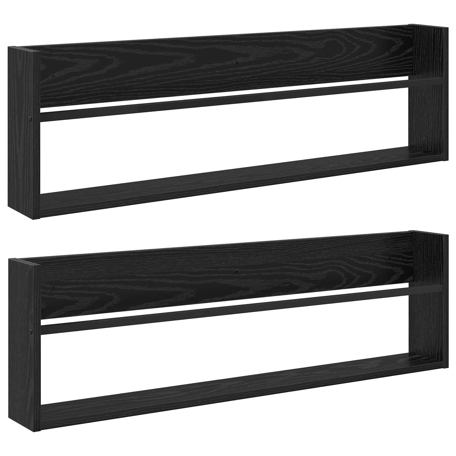 Ράφι Περιοδικών με ράφι 2 pcs Μαύρη Οξυά 100 x 12 x 30 εκ