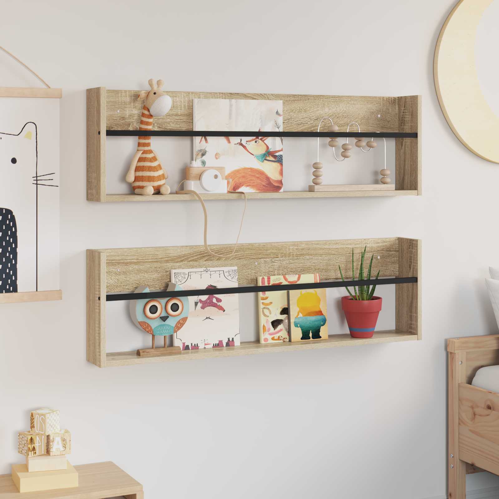 Ράφι Περιοδικών με ράφι 2 pcs Δρύς Sonoma 100 x 12 x 30 εκ