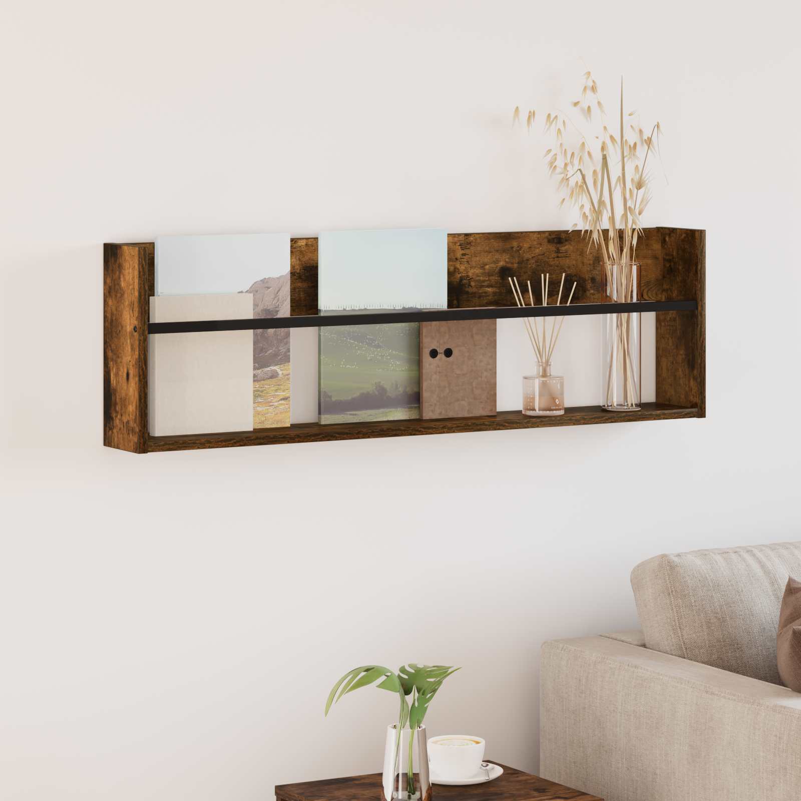 Ράφι Περιοδικών με ράφι Καπνιστό Δρύς 100 x 12 x 30 εκ
