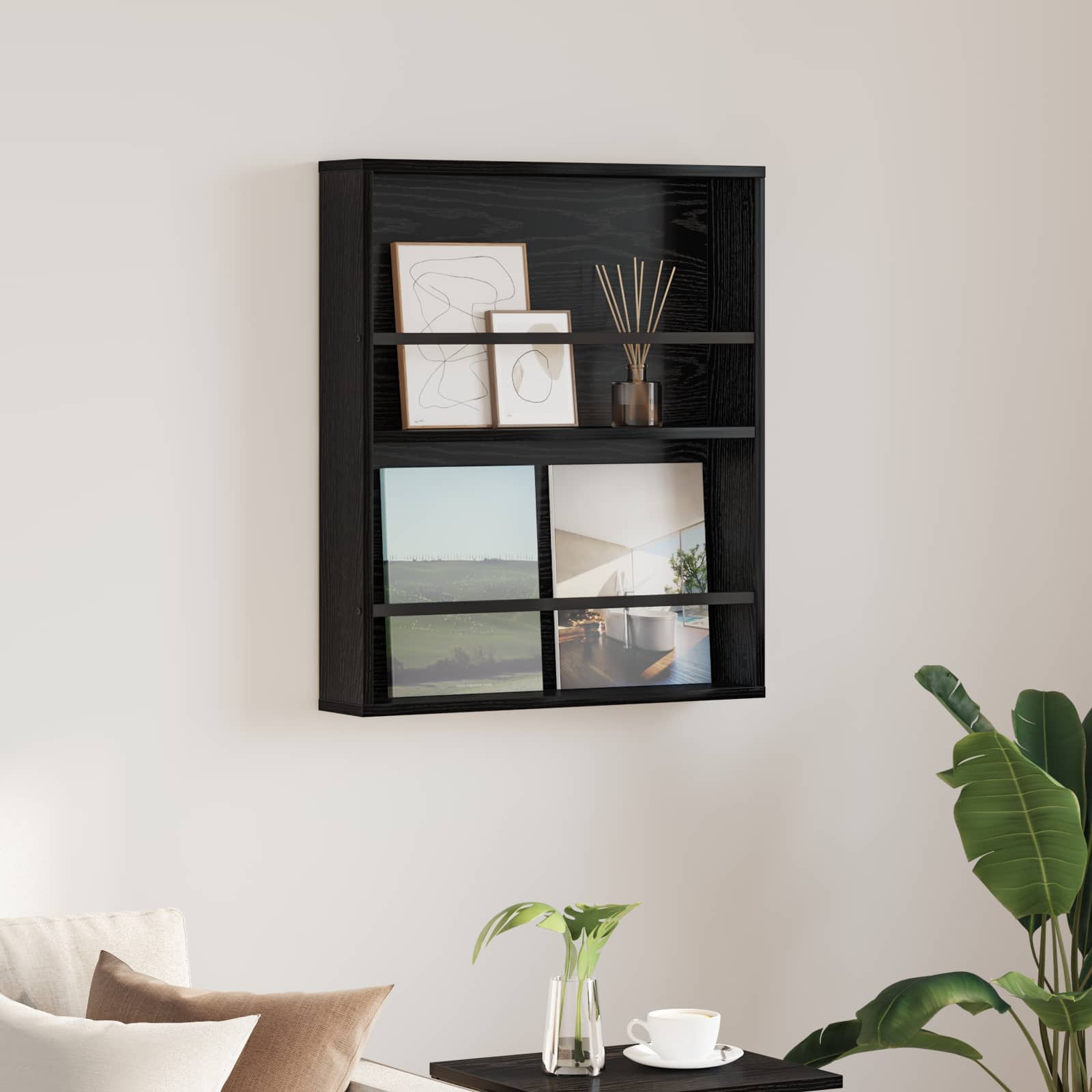 Ράφι Περιοδικών Μαύρη Οξυά 60 x 12 x 70 εκ Επεξεργασμένο ξύλο - Pakobazaar