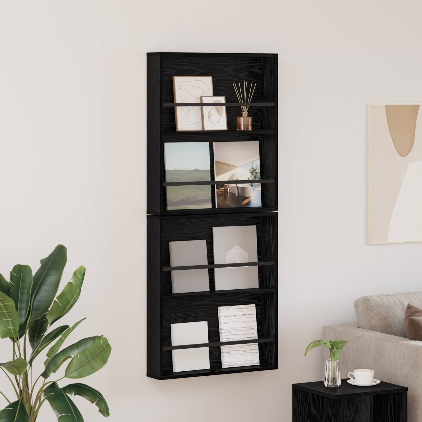 Ράφι Περιοδικών με ράφι 2 pcs Μαύρη Οξυά 60 x 12 x 70 εκ