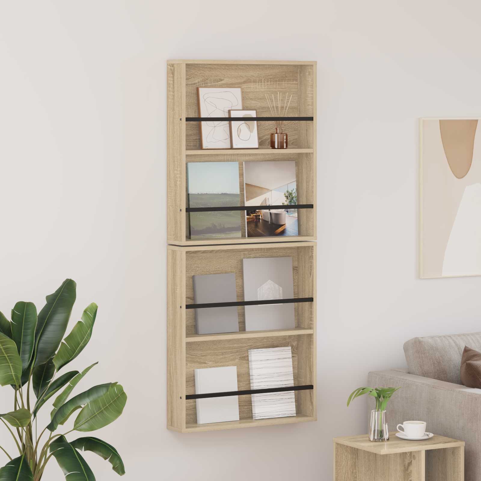Ράφι Περιοδικών με ράφι 2 pcs Δρύς Sonoma 60 x 12 x 70 εκ