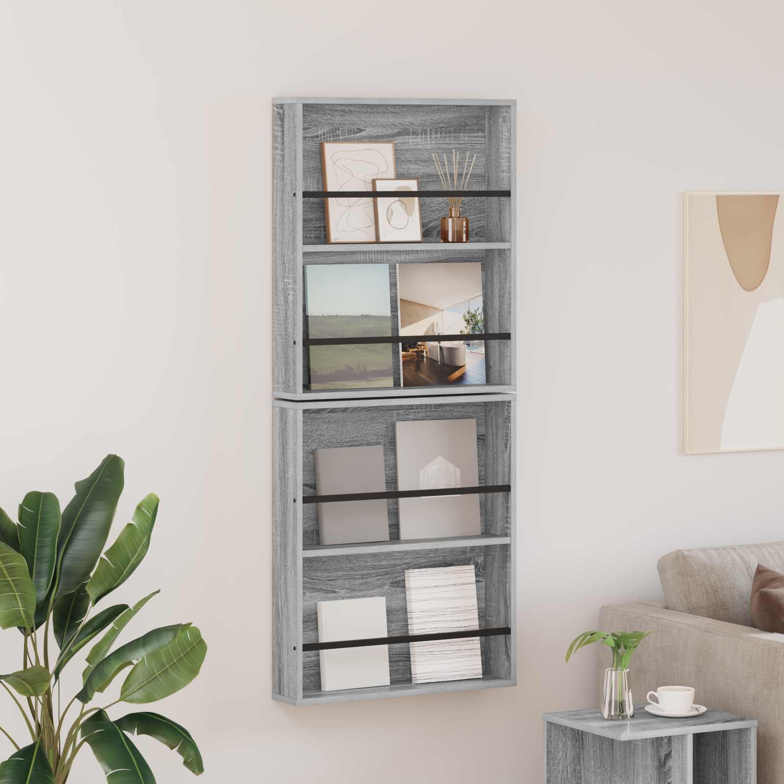 Ράφι Περιοδικών με ράφι 2 pcs Γκρίζο Σονομα 60 x 12 x 70 εκ