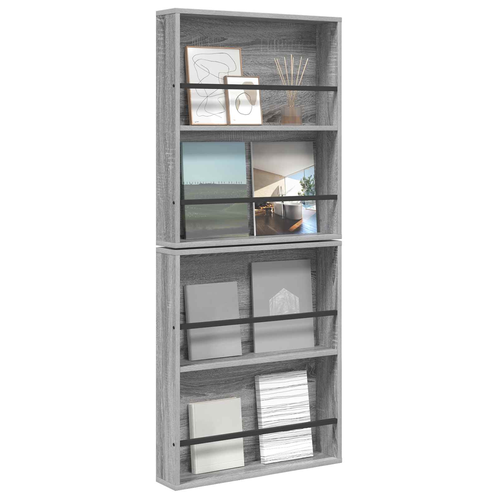 Ράφι Περιοδικών με ράφι 2 pcs Γκρίζο Σονομα 60 x 12 x 70 εκ