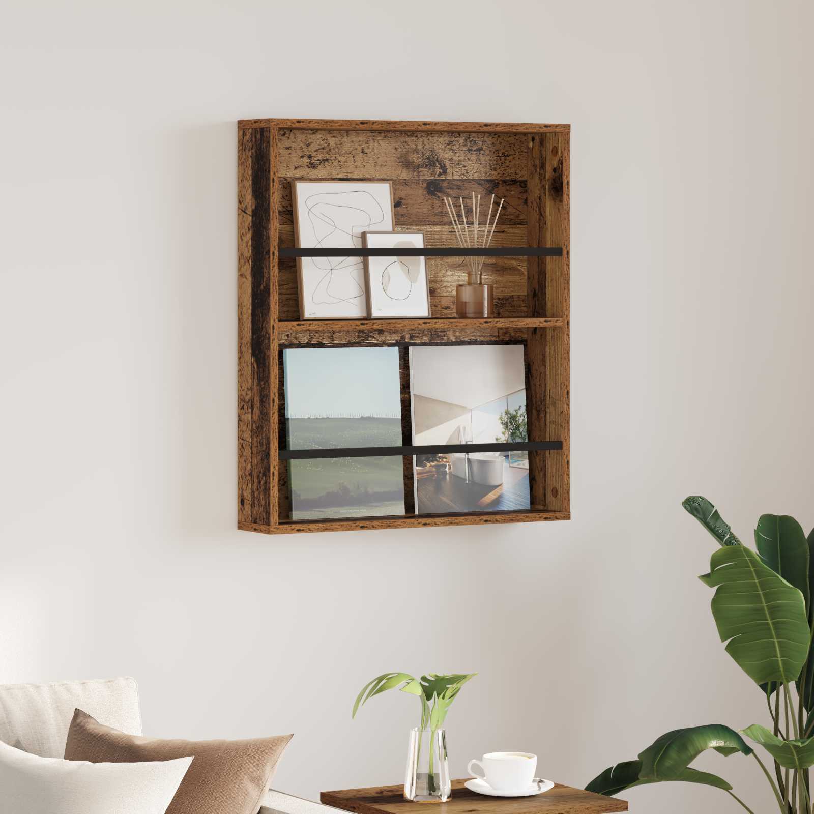 Ράφι Περιοδικών Παλιό ξύλο 60 x 12 x 70 εκ Επεξεργασμένο ξύλο