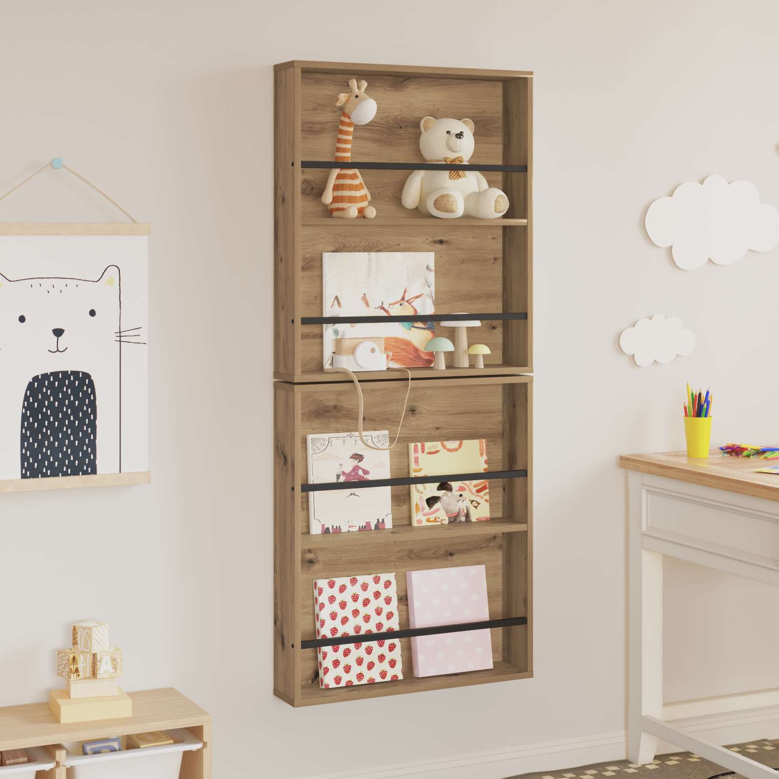 Ράφι Περιοδικών με ράφι 2 pcs Artisan Oak 60 x 12 x 70 εκ