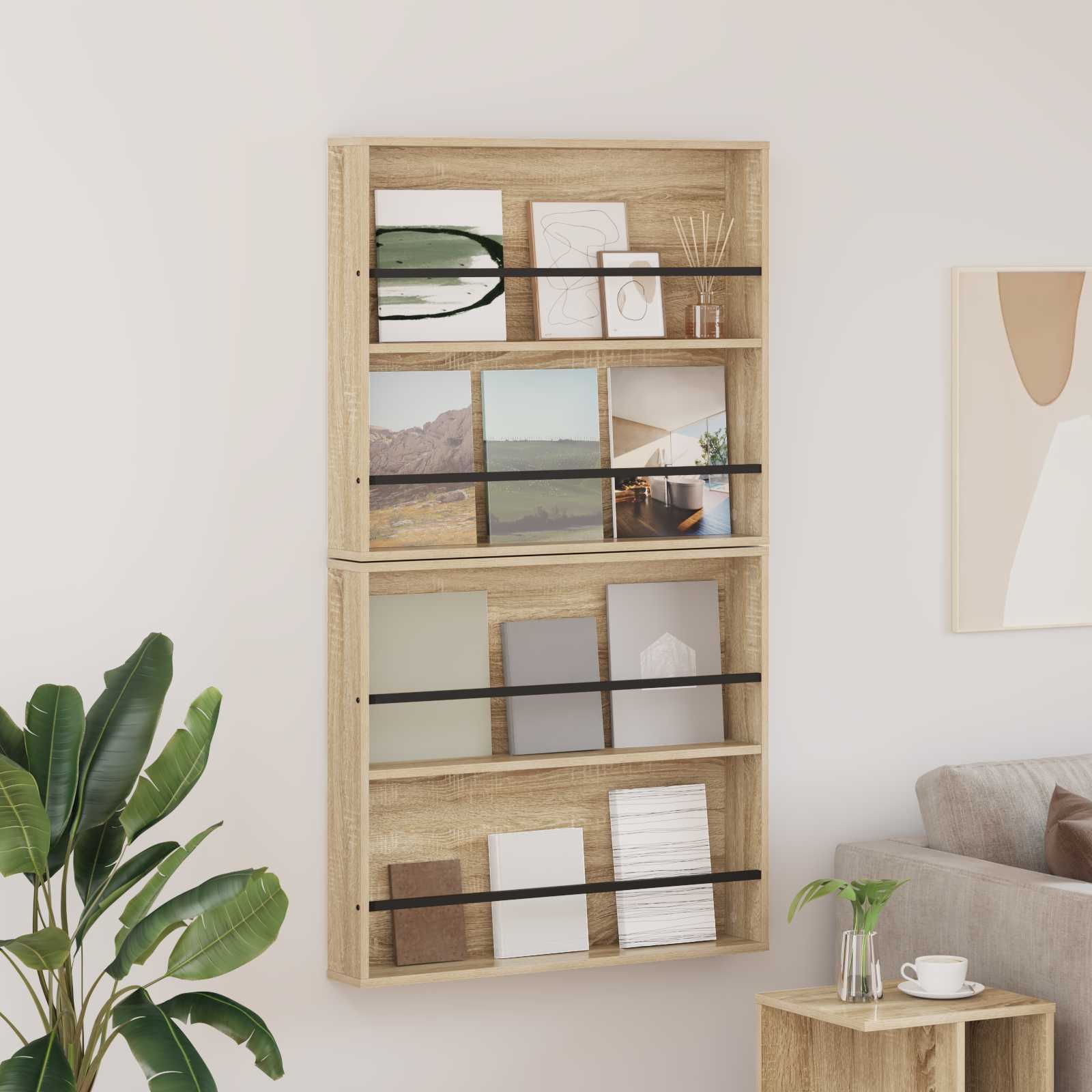 Ράφι Περιοδικών με ράφι 2 pcs Δρύς Sonoma 80 x 12 x 70 εκ