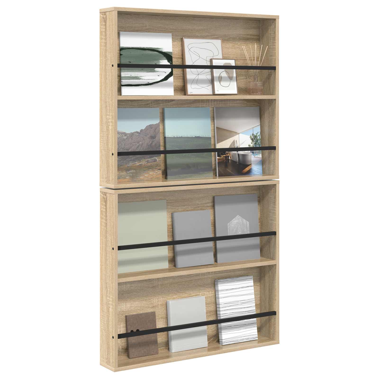 Ράφι Περιοδικών με ράφι 2 pcs Δρύς Sonoma 80 x 12 x 70 εκ