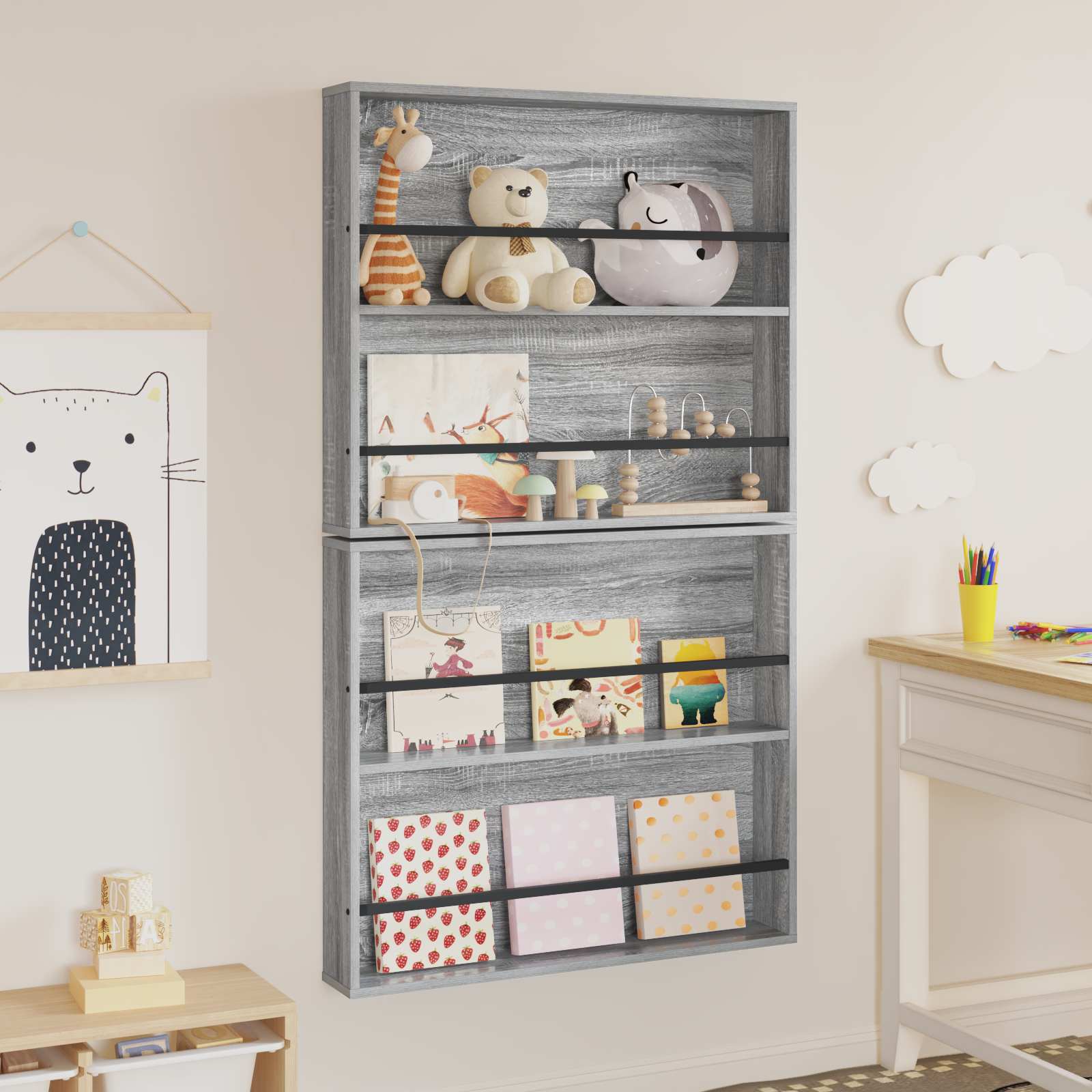 Ράφι Περιοδικών με ράφι 2 pcs Γκρίζο Σονομα 80 x 12 x 70 εκ