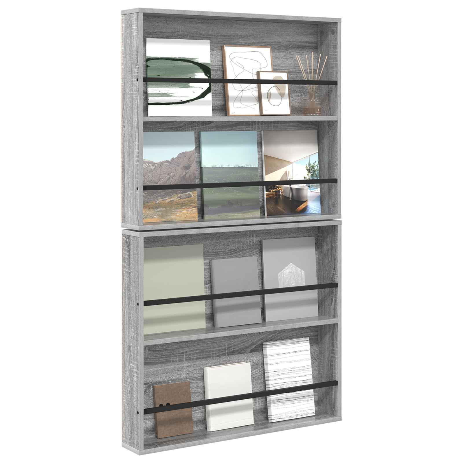 Ράφι Περιοδικών με ράφι 2 pcs Γκρίζο Σονομα 80 x 12 x 70 εκ