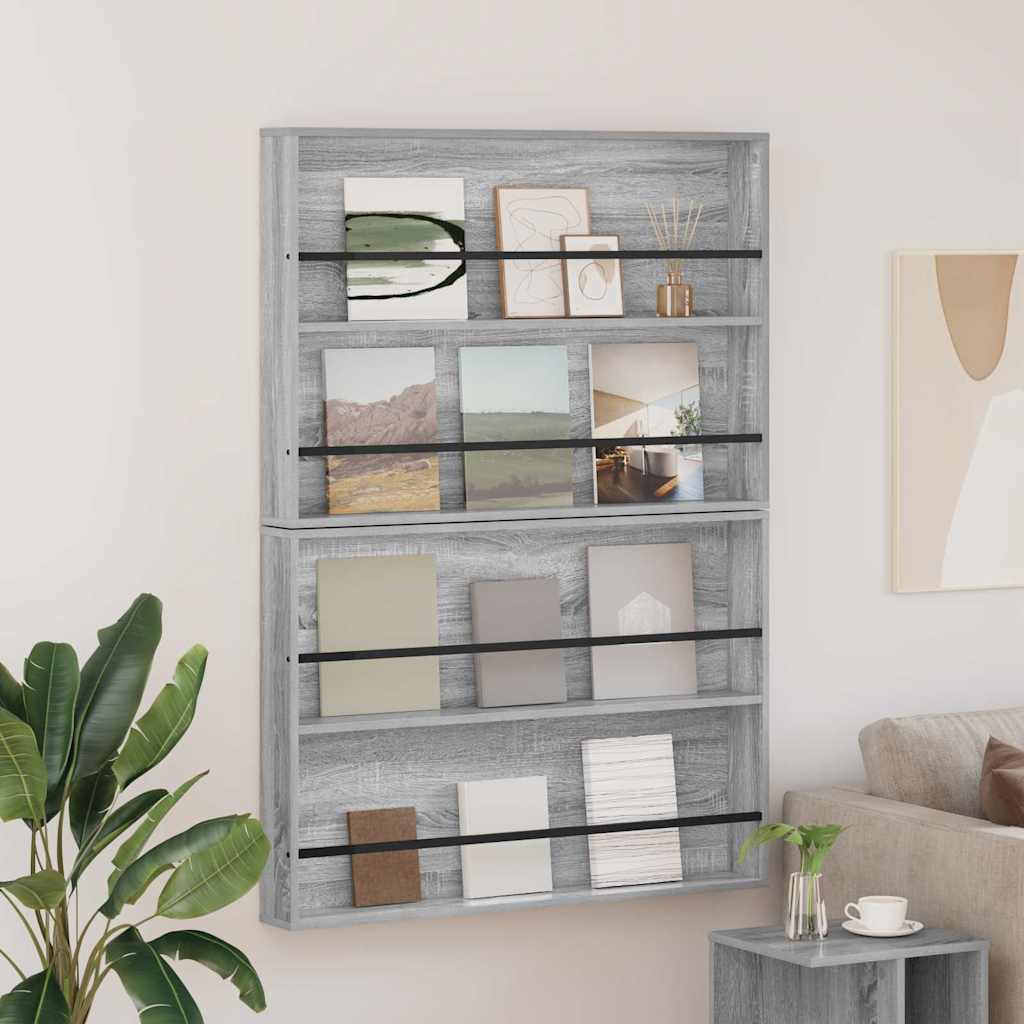 Ράφι Περιοδικών με ράφι 2 pcs Γκρίζο Σονομα 100 x 12 x 70 εκ