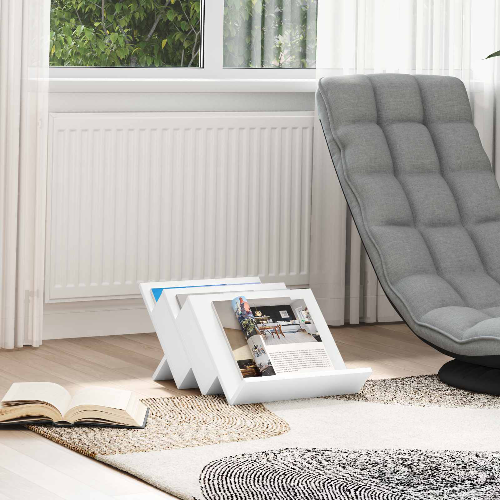 Ράφι Περιοδικών Λευκό 53 x 40 x 28.5 εκ Επεξεργασμένο ξύλο