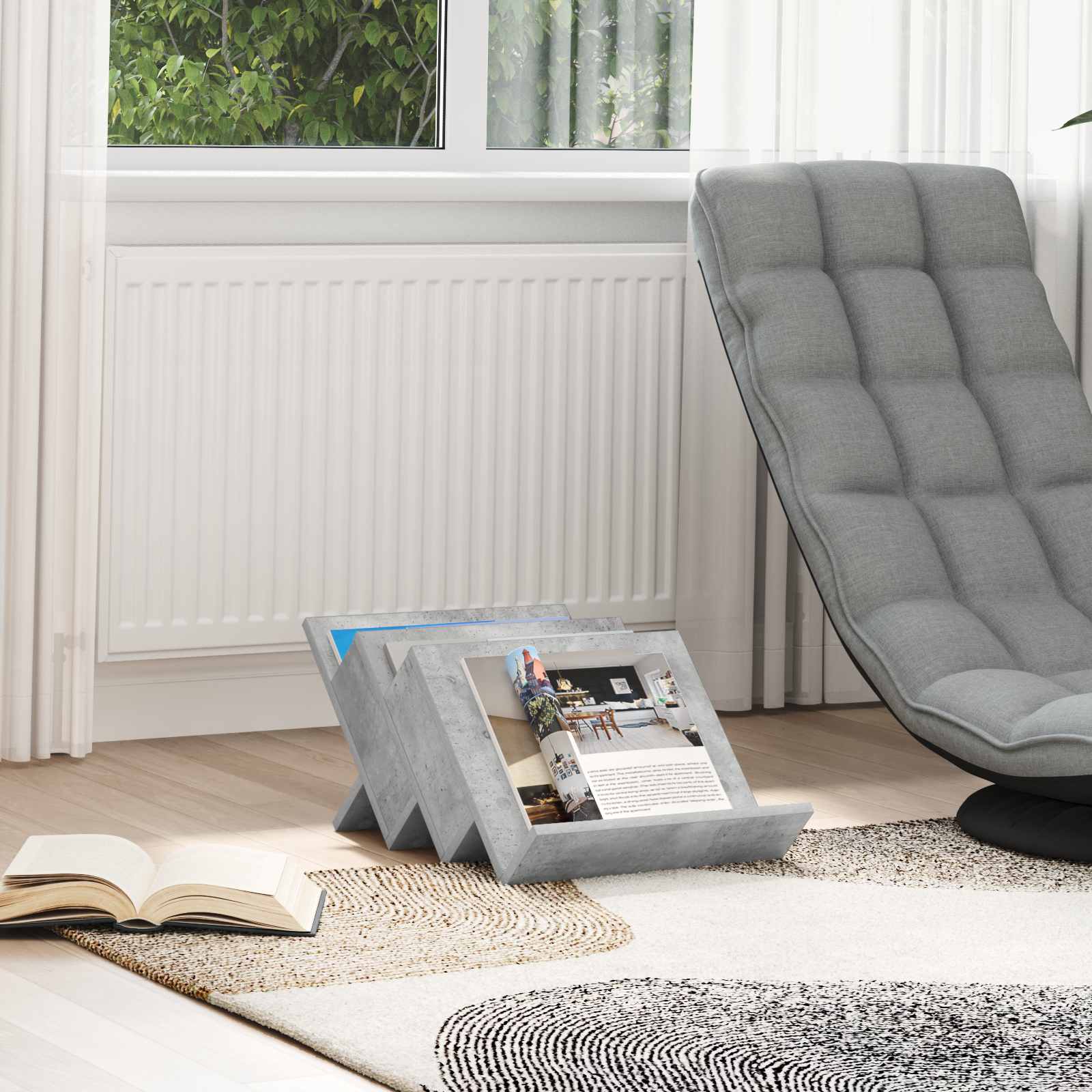 Ράφι Περιοδικών με ράφι Γκρι Μπετόν 53 x 40 x 28,5 εκ