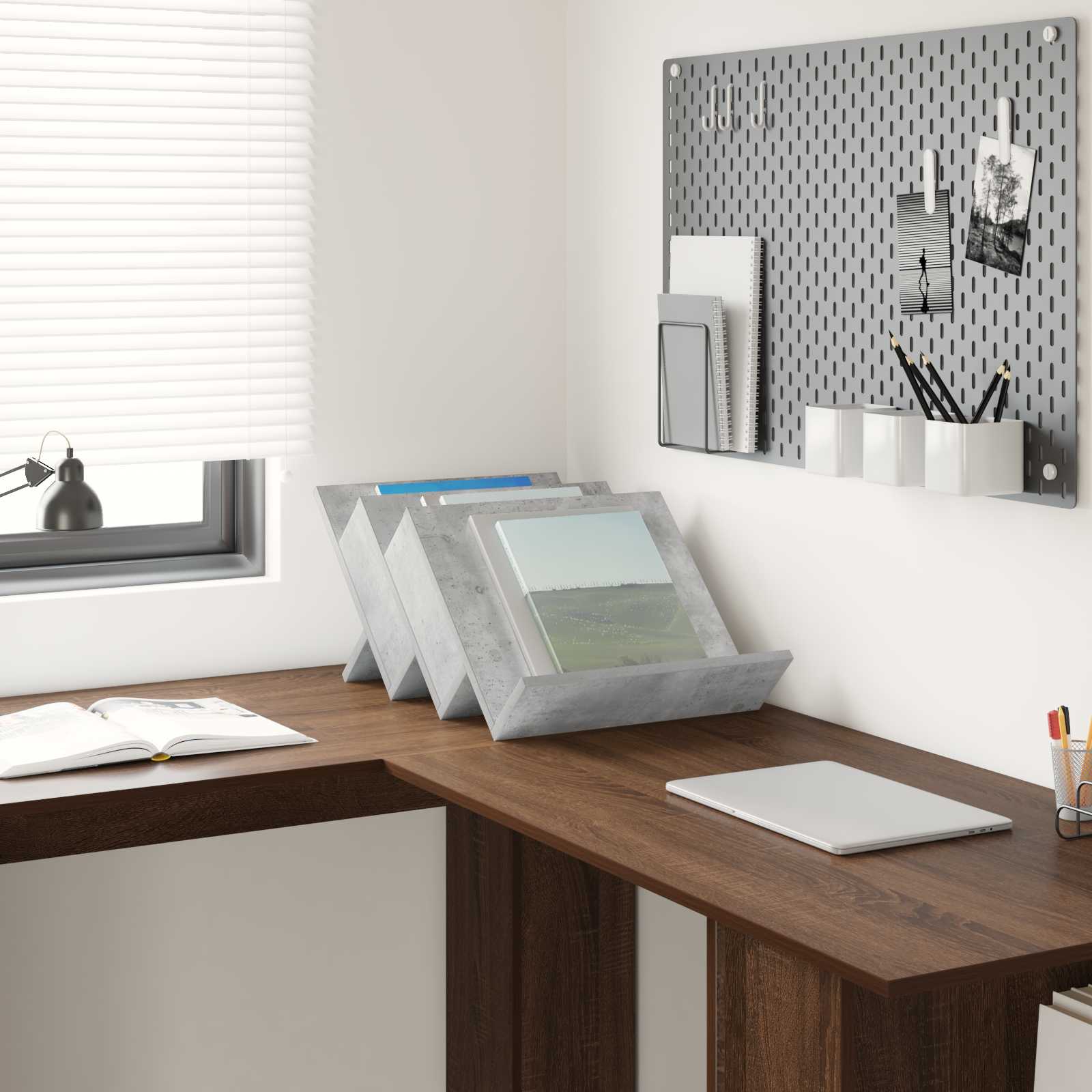 Ράφι Περιοδικών με ράφι Γκρι Μπετόν 53 x 40 x 28,5 εκ