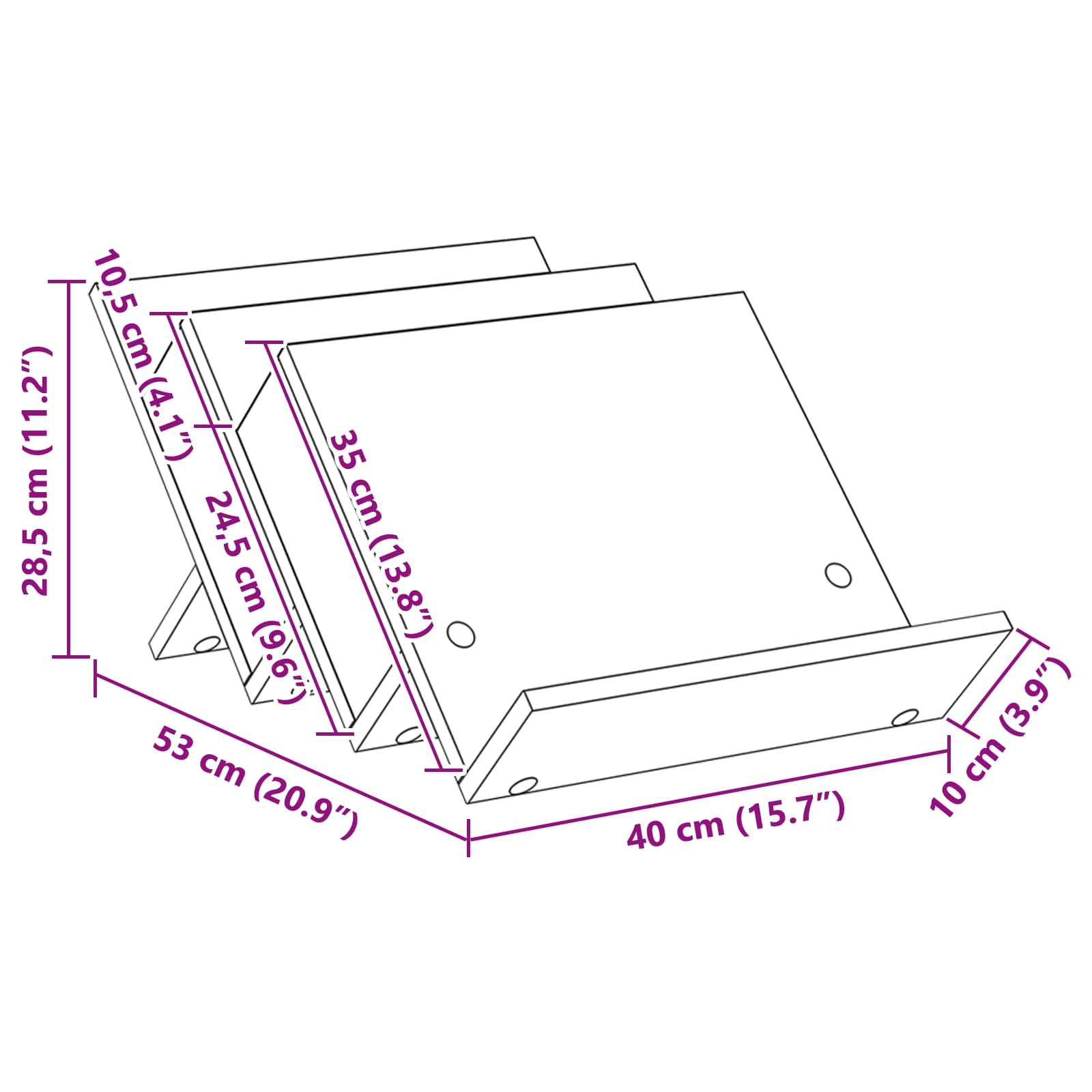 Ράφι Περιοδικών με ράφι Γκρι Μπετόν 53 x 40 x 28,5 εκ