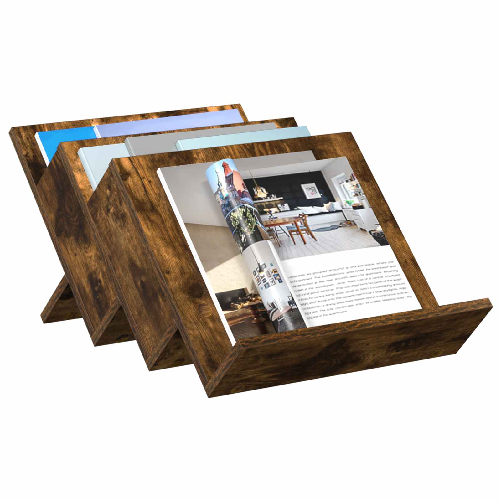 Ράφι Περιοδικών με ράφι Καπνιστό Δρύς 53 x 40 x 28,5 εκ