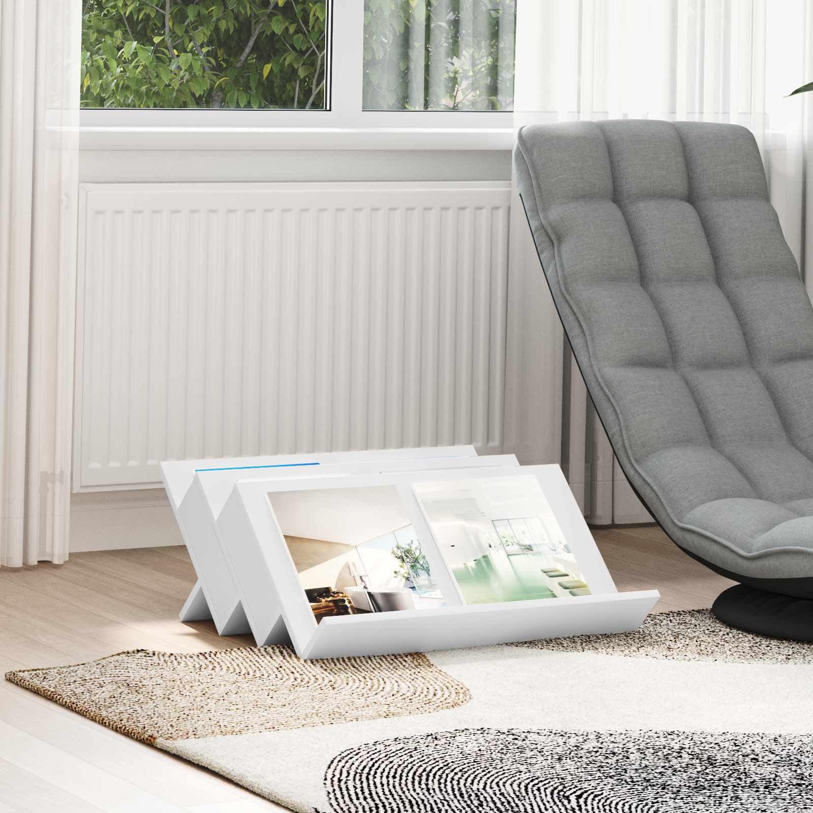 Ράφι Περιοδικών Λευκό 65 x 53 x 28,5 εκ Επεξεργασμένο ξύλο