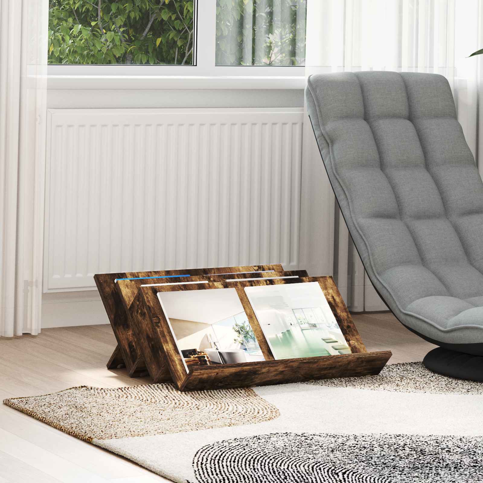 Ράφι Περιοδικών με ράφι Καπνιστό Δρύς 65 x 53 x 28,5 εκ