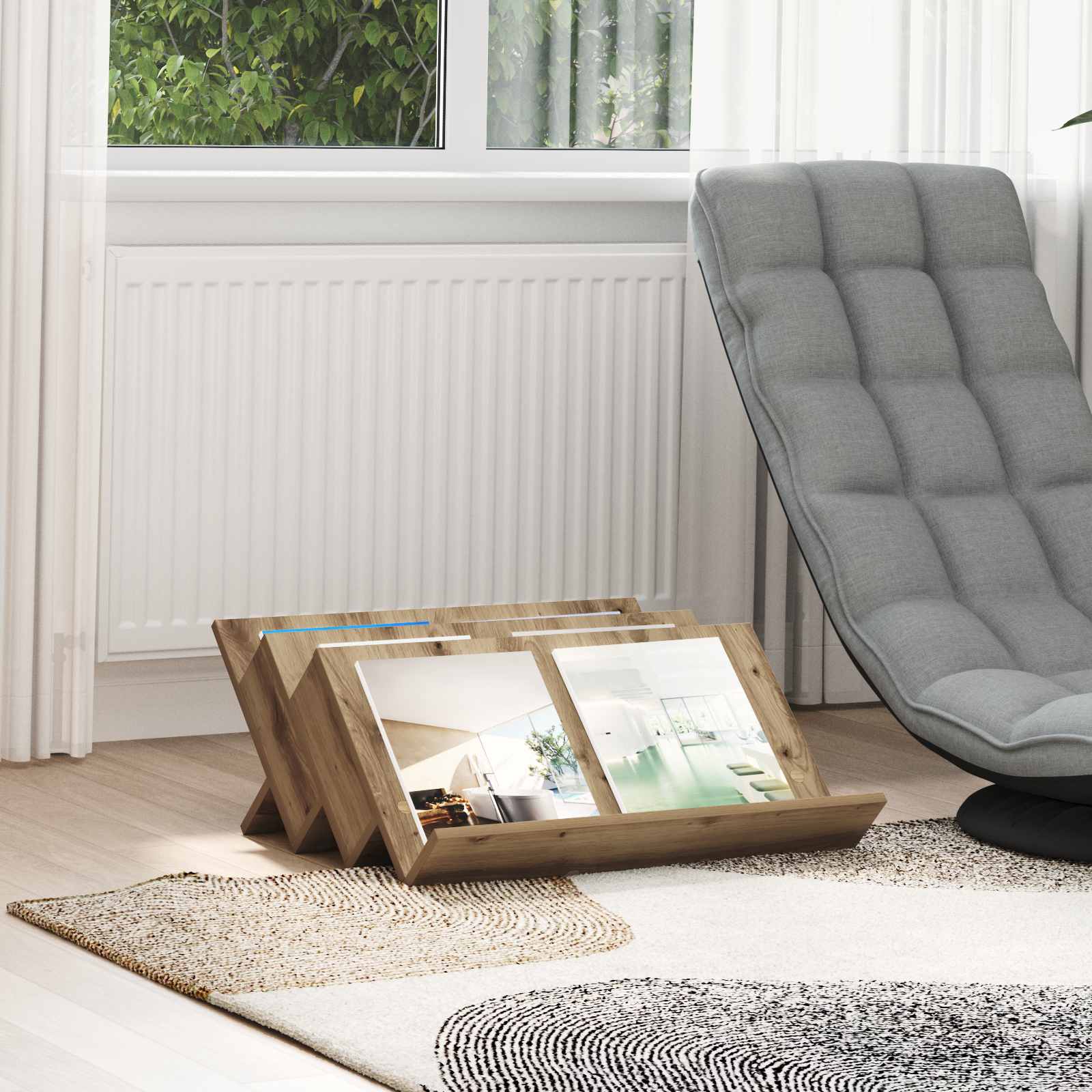 Ράφι Περιοδικών με ράφι Artisan Oak 65 x 53 x 28,5 εκ