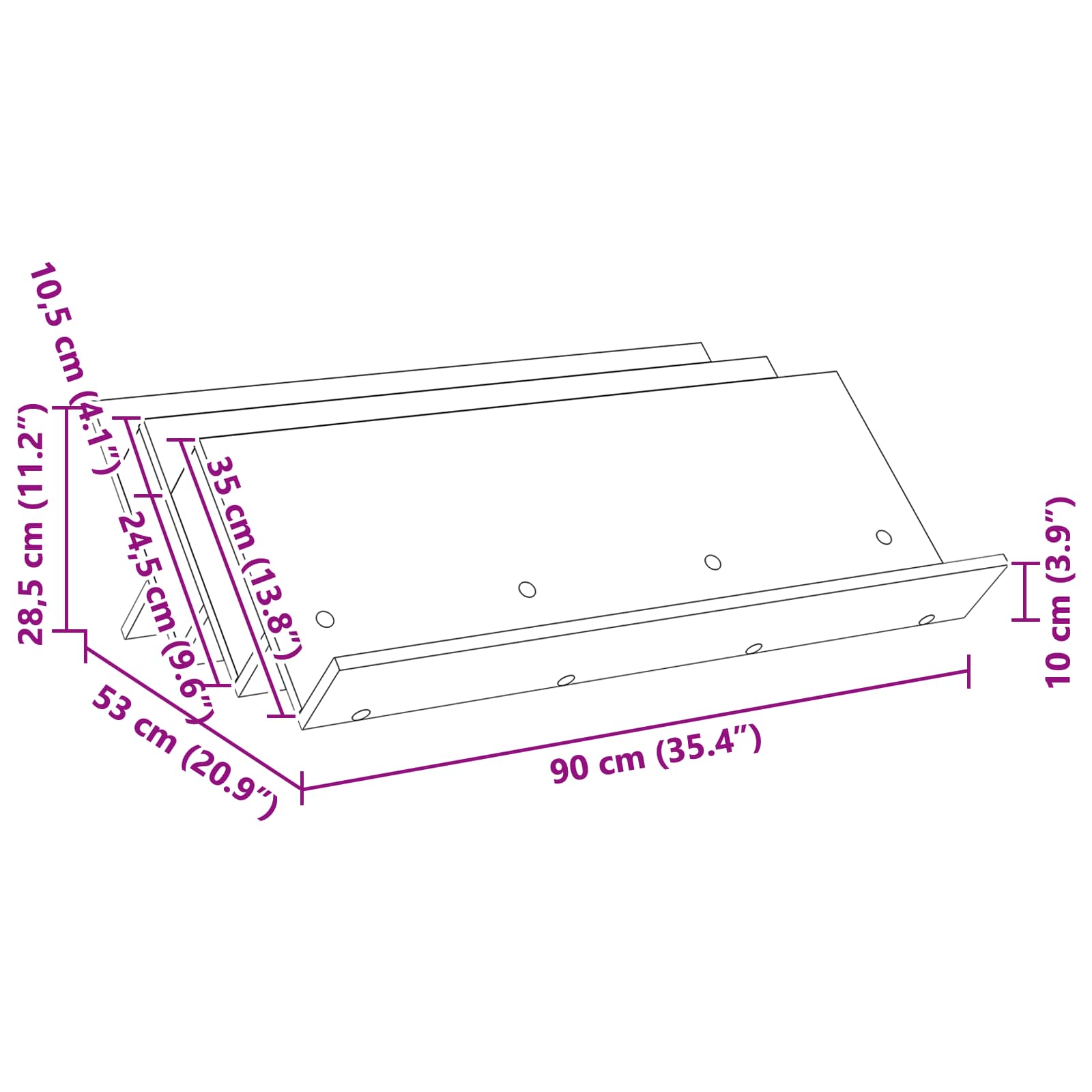 Ράφι Περιοδικών με ράφι Δρύς Sonoma 90 x 53 x 28,5 εκ