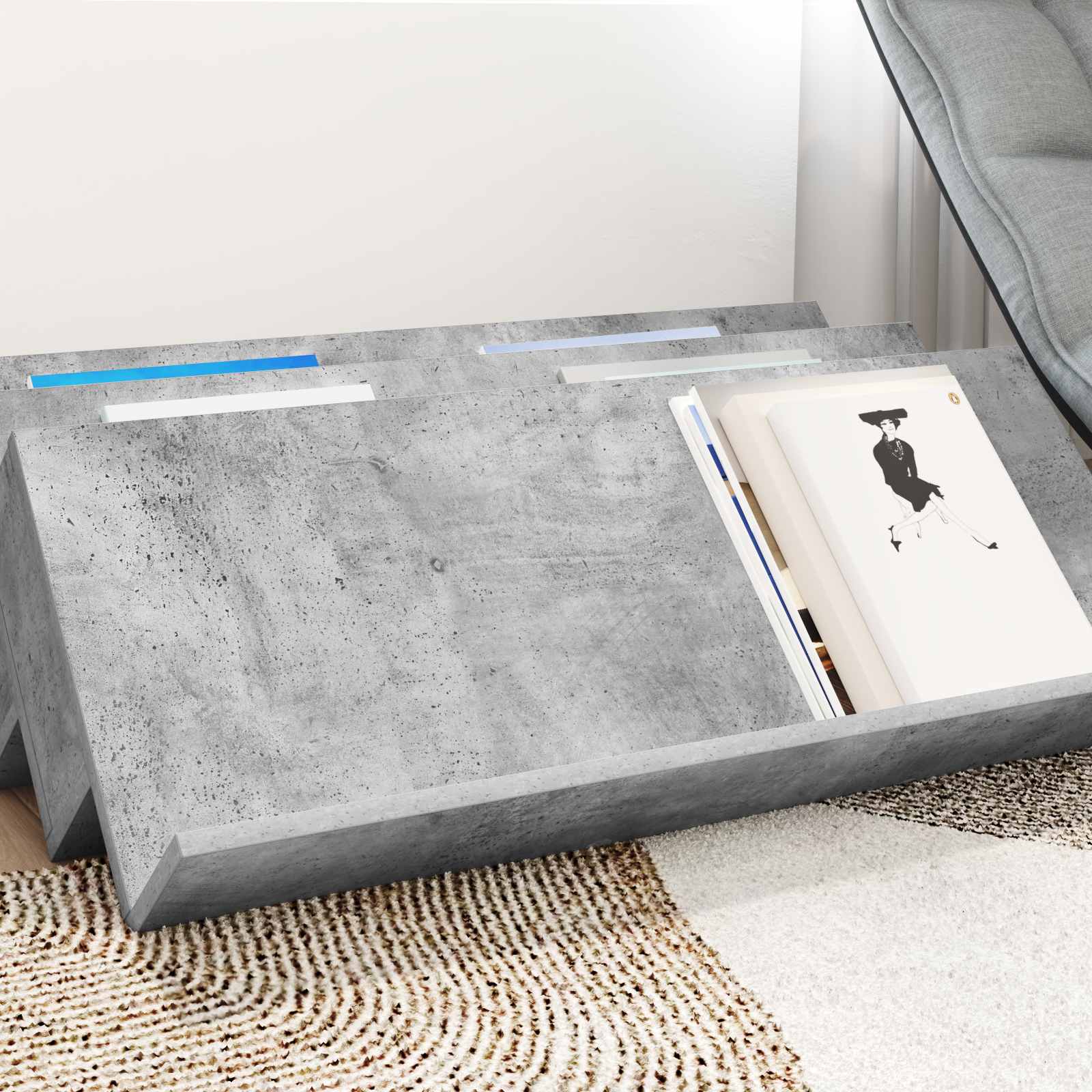 Ράφι Περιοδικών με ράφι Γκρι Μπετόν 90 x 53 x 28,5 εκ