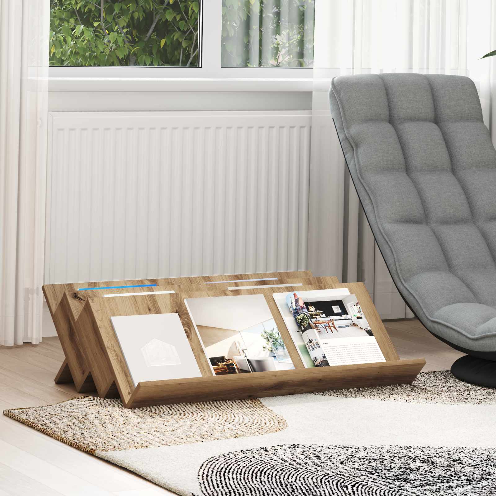 Ράφι Περιοδικών με ράφι Artisan Oak 90 x 53 x 28,5 εκ