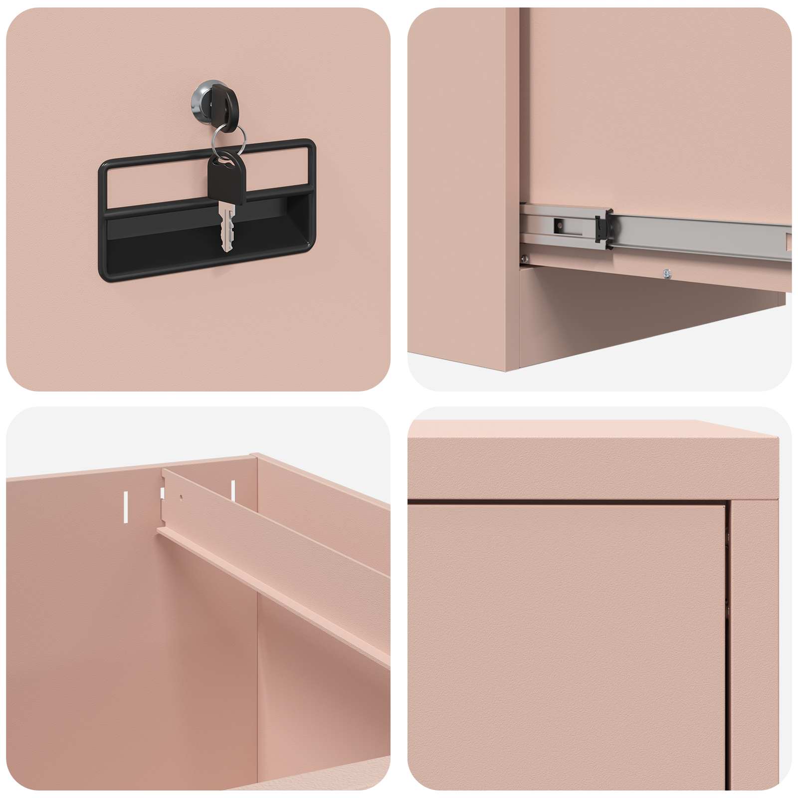 Ντουλάπα Αρχείων με συρτάρι με ράφι 2 pcs Ροζ 44 x 50 x 139 εκ