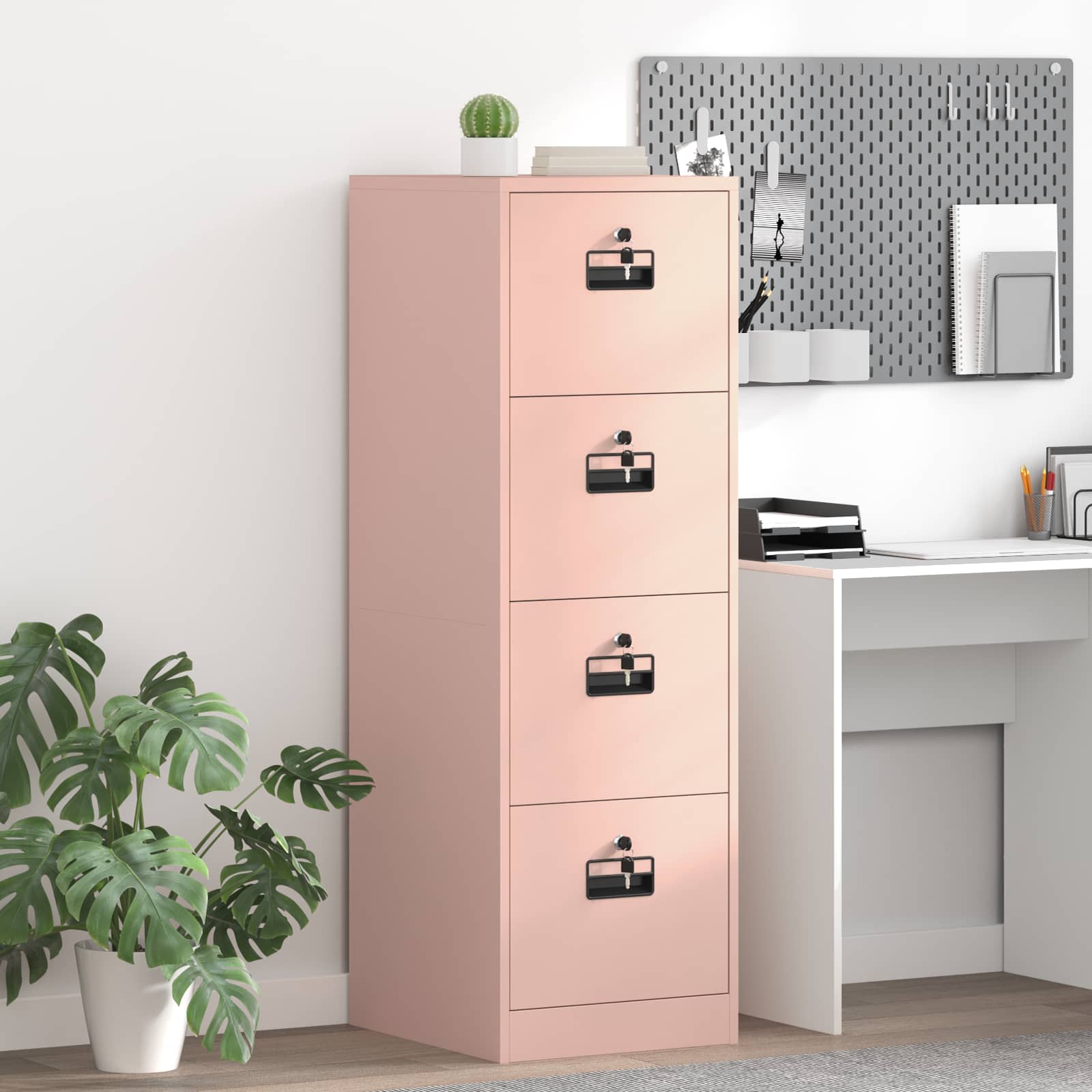 Ντουλάπα Αρχείων με συρτάρι με ράφι 2 pcs Ροζ 44 x 50 x 139 εκ