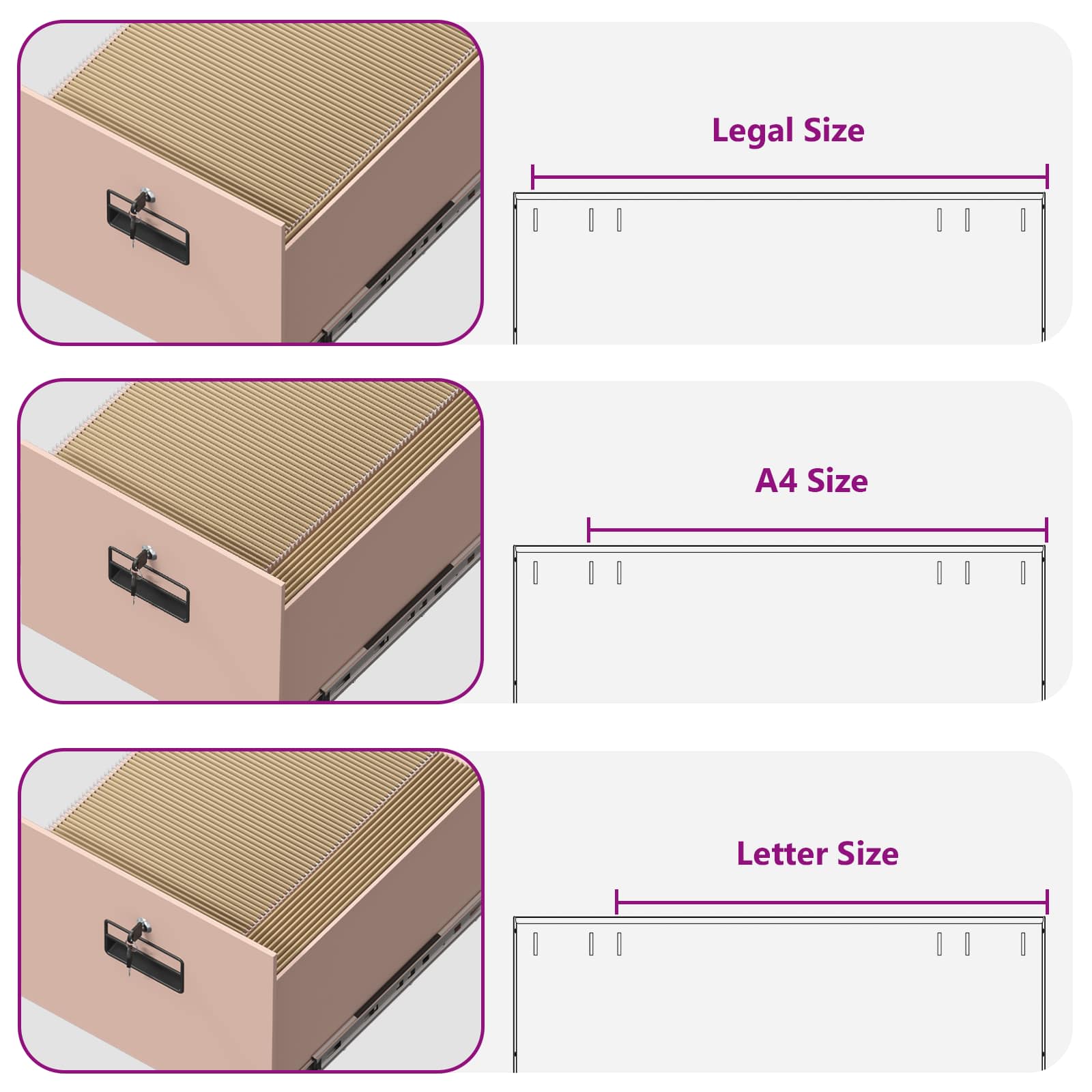 Ντουλάπα Αρχείων με συρτάρι με ράφι 2 pcs Ροζ 44 x 50 x 139 εκ