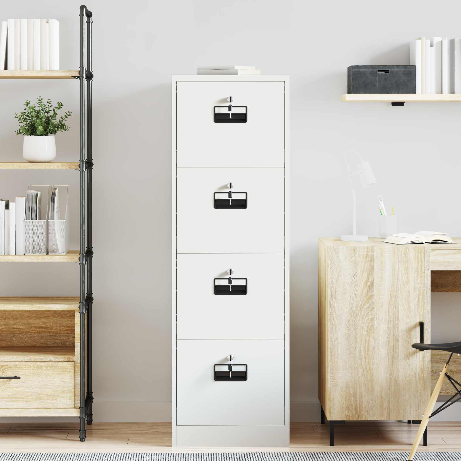 Ντουλάπα Αρχείων με συρτάρι 2 pcs Λευκό 44 x 50 x 139 εκ