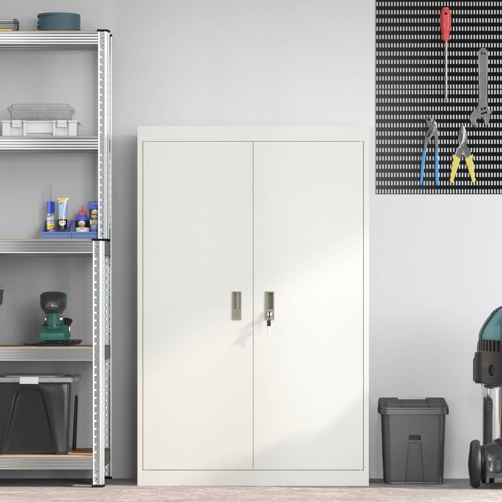 Ντουλάπι αποθήκευσης Λευκός 90 x 40 x 140 cm Ατσάλι