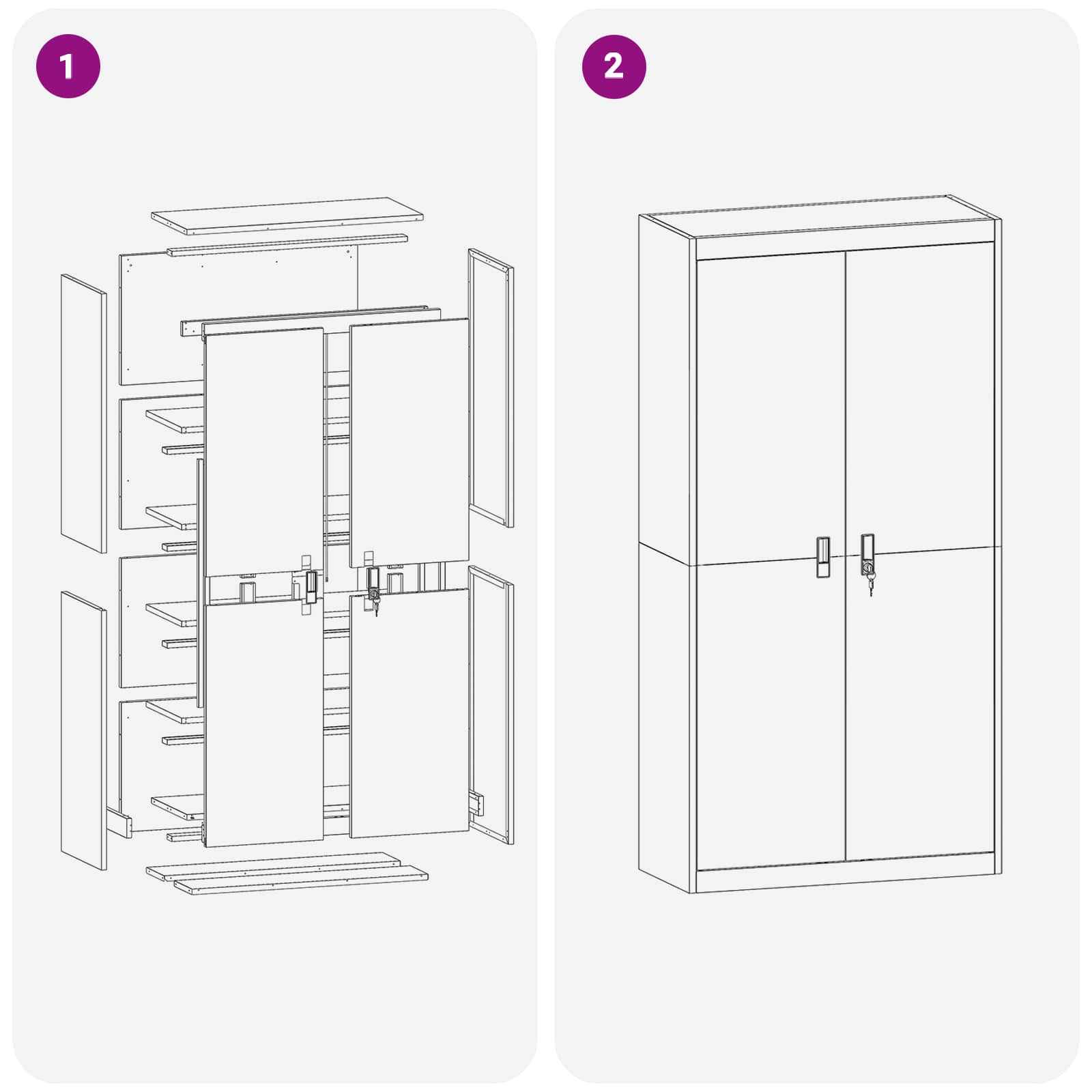 Ντουλάπι αποθήκευσης Λευκός 90 x 40 x 180 cm Ατσάλι