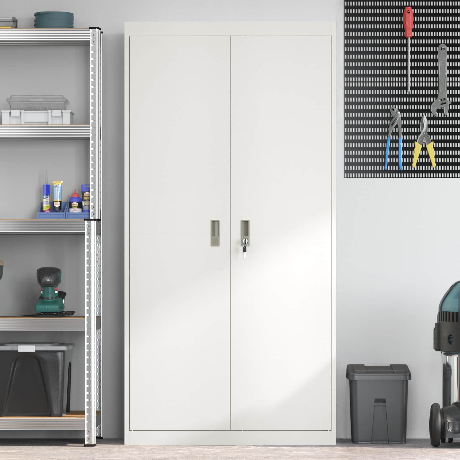 Ντουλάπι αποθήκευσης Λευκός 90 x 40 x 180 cm Ατσάλι