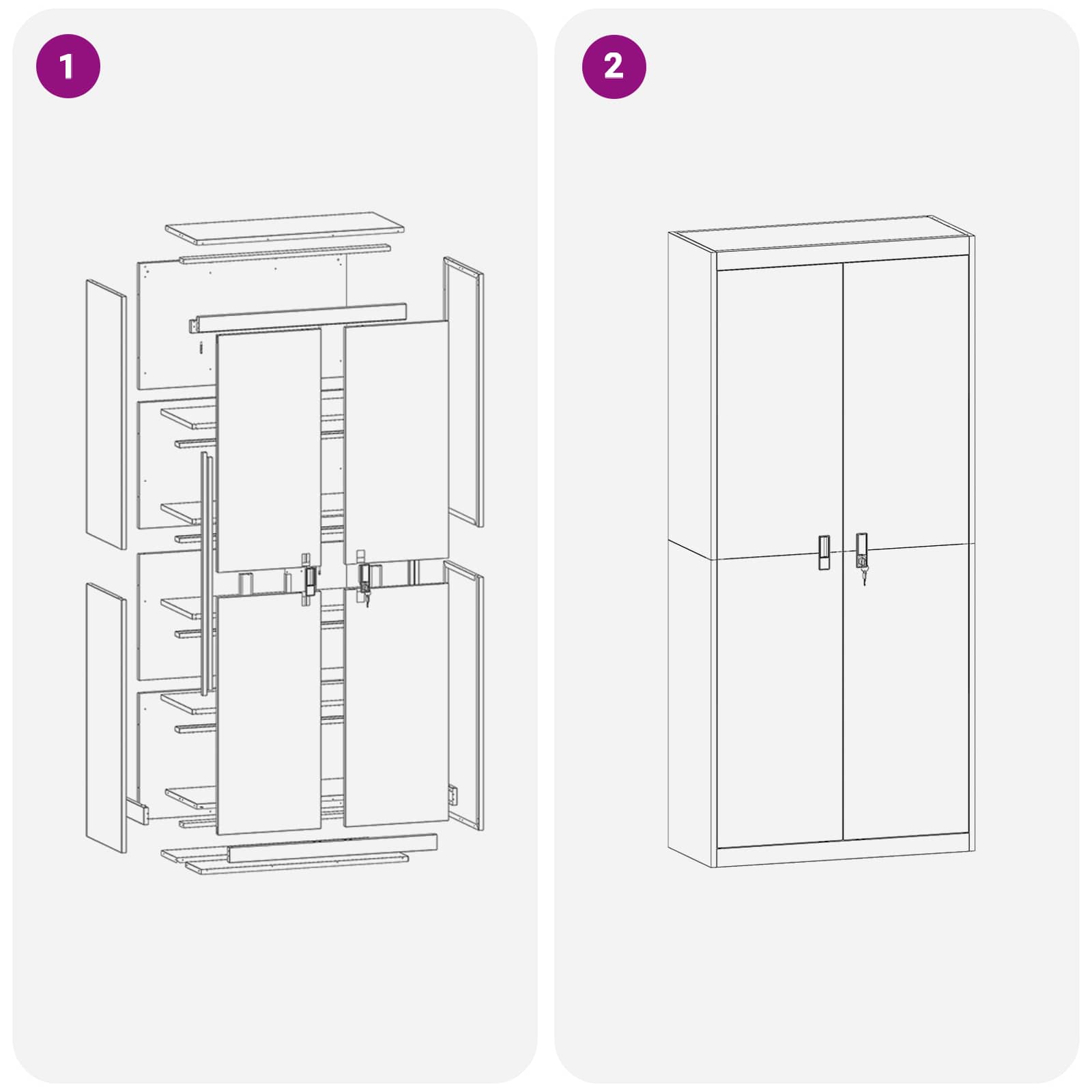 Ντουλάπι αποθήκευσης Λευκός 90 x 40 x 200 εκ Ατσάλι - Pakobazaar